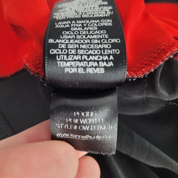 Kenneth Cole Womens large red black Color block blouse sleeveless ruched zip - Picture 4 of 9